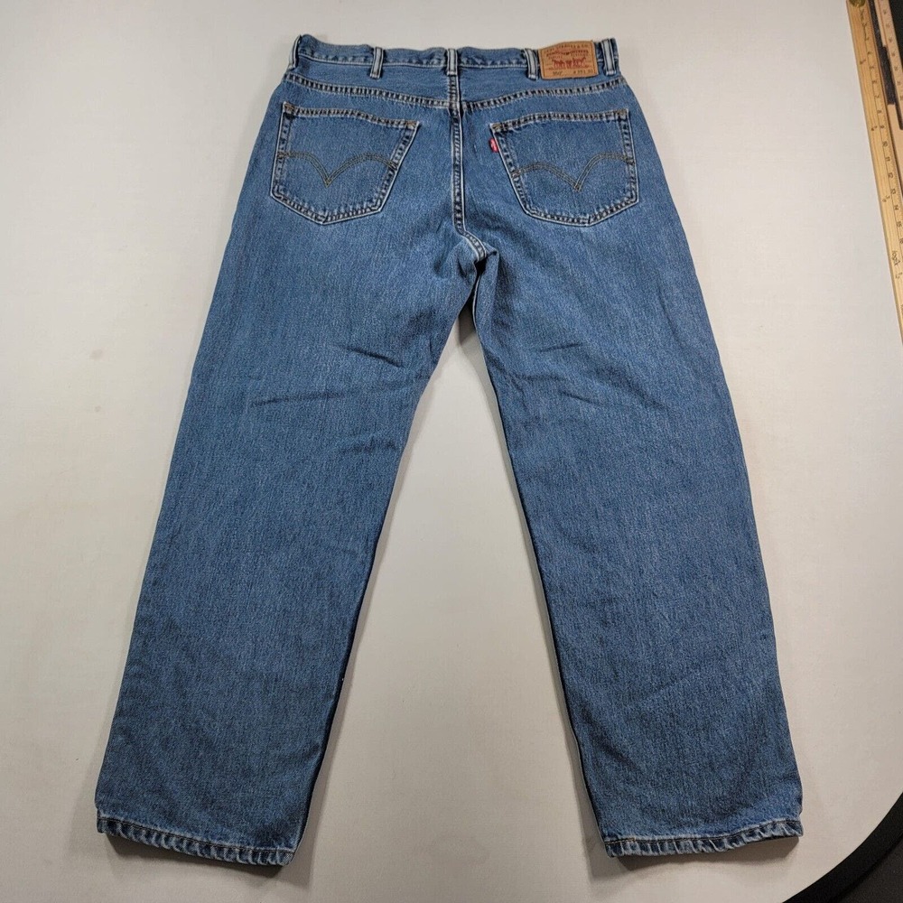Levis 505 Jeans Mens 36x29 Blue Light Wash American Denim Straight Work - Picture 3 of 12